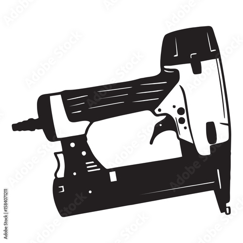 Silhouette image of a Nail Gun on a white background