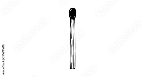 Vector isolated matchstick illustration for fire safety and camping gear needs with a black head and wooden body