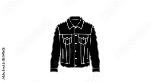 Vector buy stylish black denim jacket for men and women trendy fashion apparel clothing outerwear online shop sale
