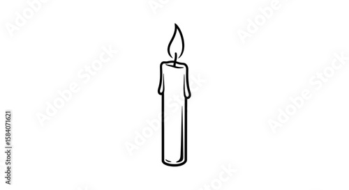 Vector burning candle vector illustration for holiday decoration and religious ceremony design element drawing line art
