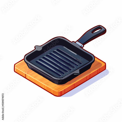 アニメ風ホットプレートのベクター素材