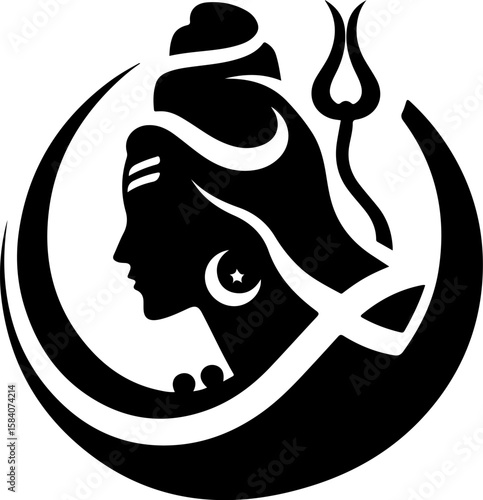 silhouette vector illustration sketch design icon logo symbol god shiva in hindu religion teachings ethnic classic vintage traditional 