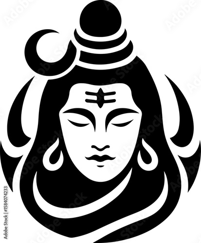 silhouette vector illustration sketch design icon logo symbol god shiva in hindu religion teachings ethnic classic vintage traditional 