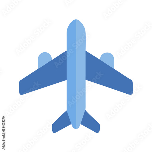 Stylized Blue Commercial Airplane Icon from Top View