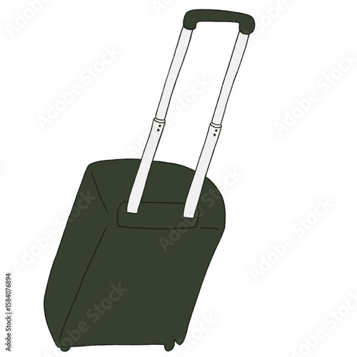 キャリー　旅行　趣味　イラスト　濃い緑　単体　　イラスト