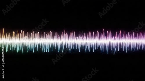 Colorful Audio Waveform Flowing Left to Right on Black - Neon Beat Animation 4K
