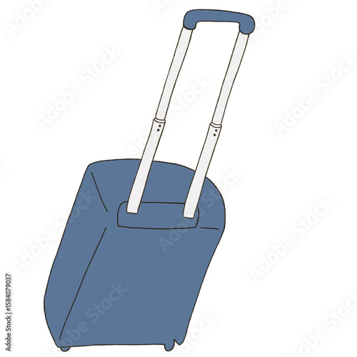 キャリー　旅行　趣味　イラスト　ブルー　単体　　イラスト
