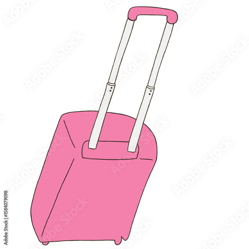 キャリー　旅行　趣味　イラスト　フラミンゴ色　単体　イラスト