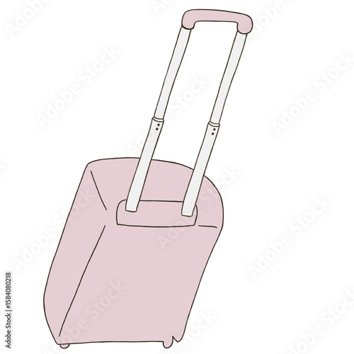 キャリー　旅行　趣味　イラスト　薄ピンク　単体　　イラスト