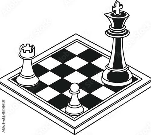 Minimalist black chess board silhouette design