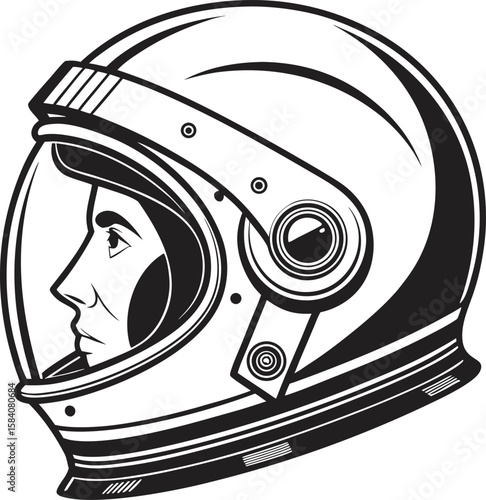 Astronaut helmet silhouette from space exploration objects