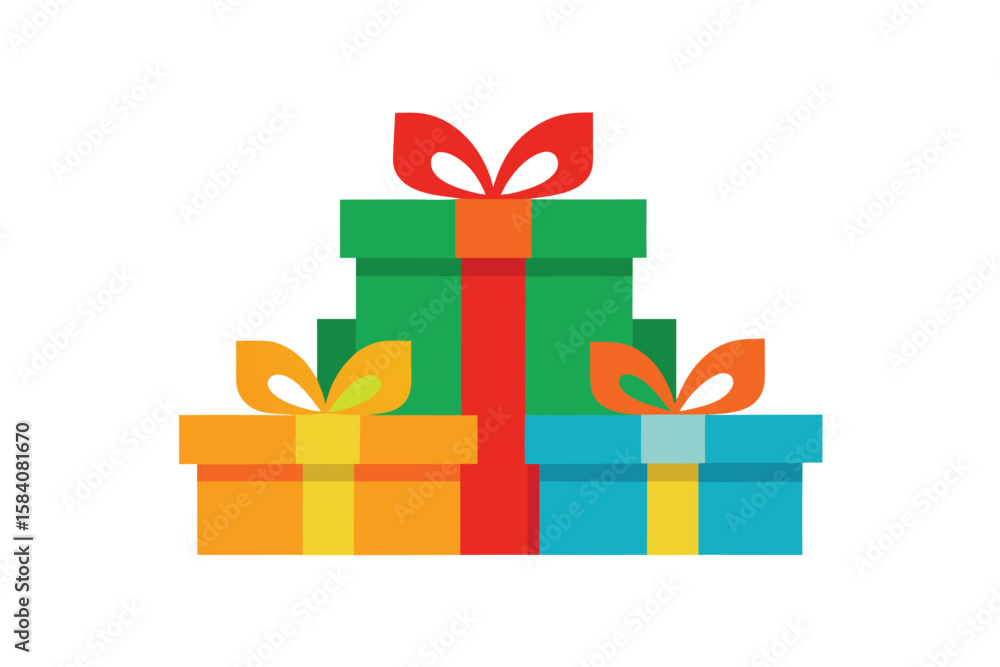 Obraz premium Wrapped Gift Boxes Stacked Together Decorative Bow