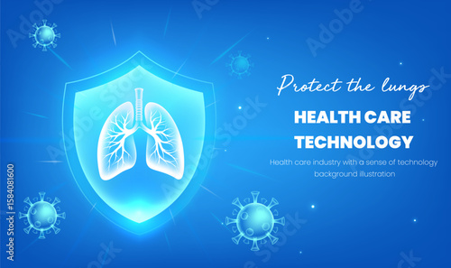 Horizontal version technology sense healthcare illustration protects the lungs