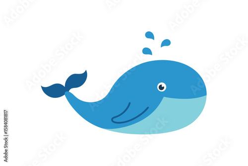Whale Spouting Water Smiling Minimal Background