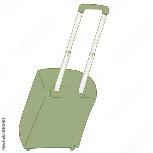 キャリー　旅行　趣味　イラスト　緑　単体　　イラスト