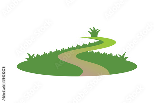 Vector Garden Path In Circular Loop With Flowers