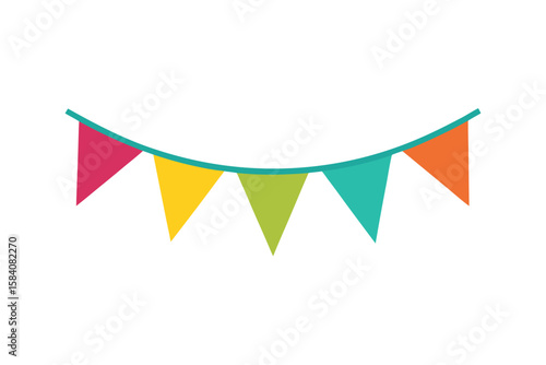 Free Download Triangular Bunting Flags Hanging In Festive Style - GFXLoad