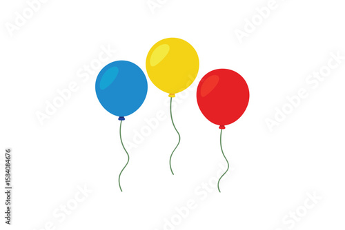 Helium Balloons In Primary Colors Floating Up