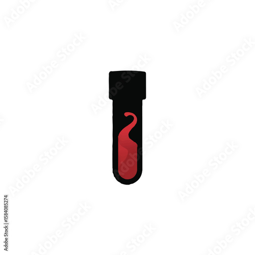 A stylized illustration of a blood sample in a test tube, symbolizing medical research and healthcare