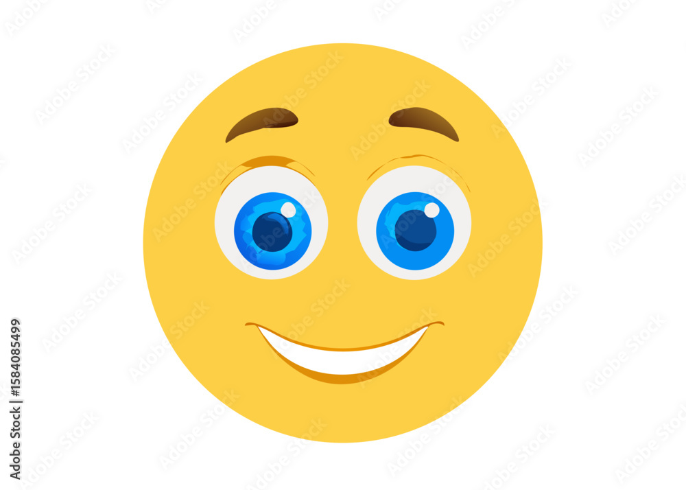 Fototapeta premium Playful Yellow Textured Emoticon with Blue Eyes