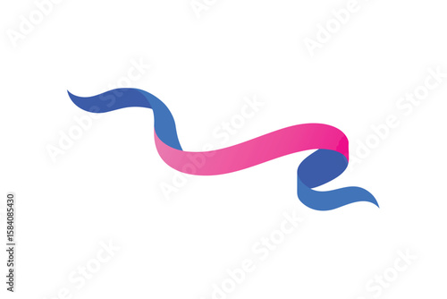 Flat Vector Streamer Curls In Blue And Pink