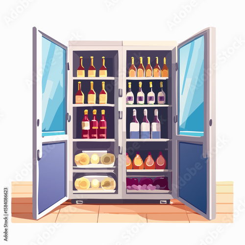 アニメ風ワインセラーベクター素材