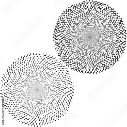 Concentric circle pattern. Optical illusion effect. Geometric Vector design. Abstract radial graphic.