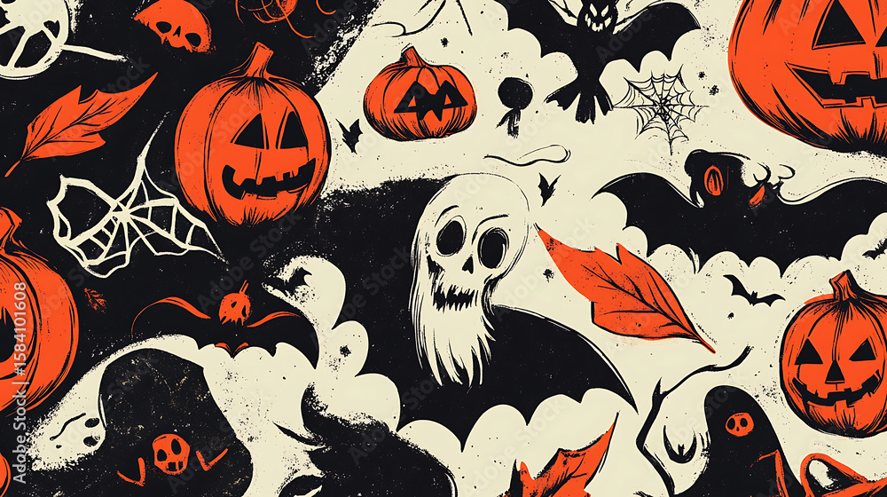 Fototapeta premium Halloween is a spooky, eerie, thrilling, mysterious, festive, ghostly, dark, magical, fun, playful, scary, haunted, creepy, chilling, supernatural, strange, mischievous, weird, enchanted, costumed, fr