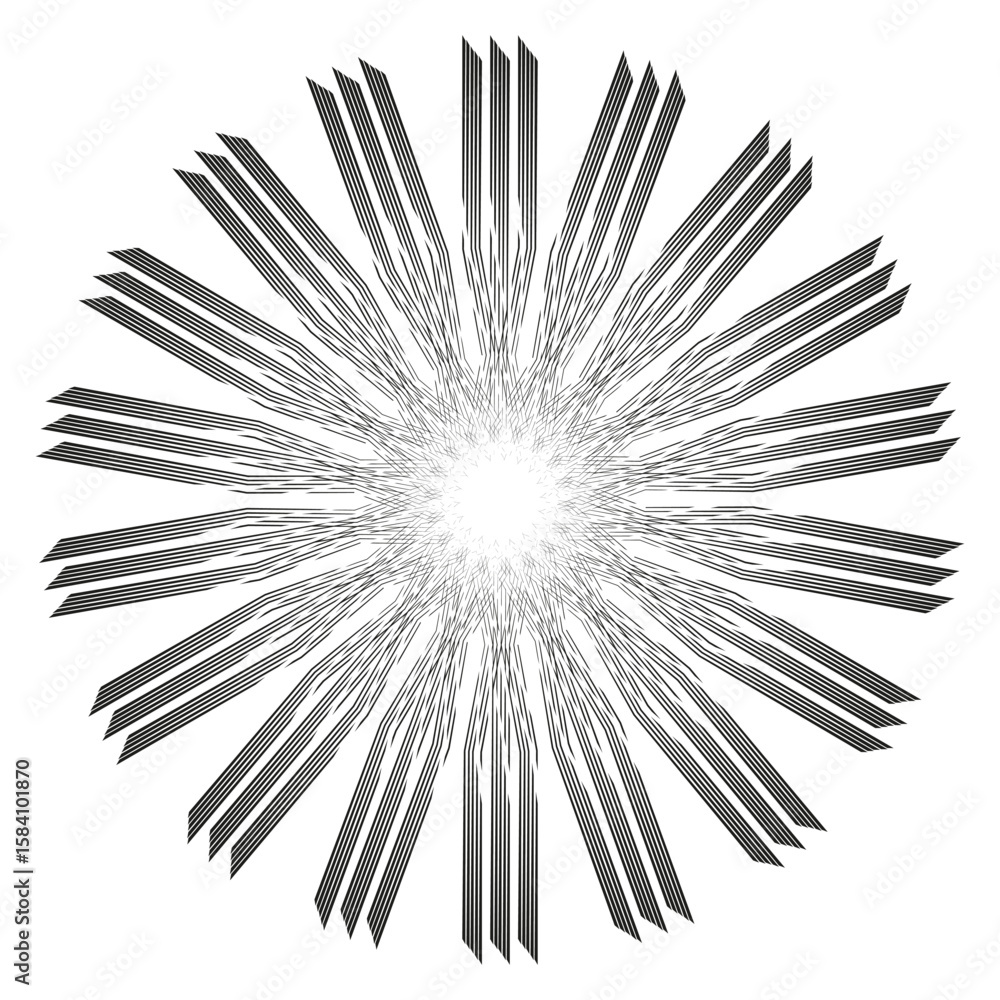 Obraz premium Abstract radial explosion. Dynamic line burst. Concentric Vector pattern. Modern graphic element.