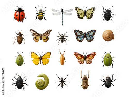 Diverse Insect and Bug Collection: Realistic 3D Renderings