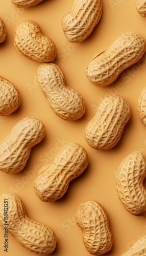 Peanut pattern nuts snack natural real food on solid vertical background