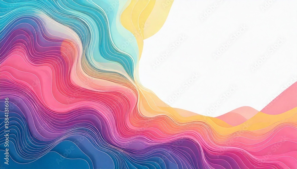 Fototapeta premium Liquid simple pattern pastel colorful background with blank white