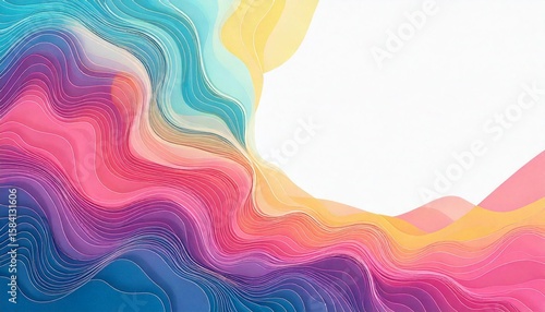 Liquid simple pattern pastel colorful background with blank white