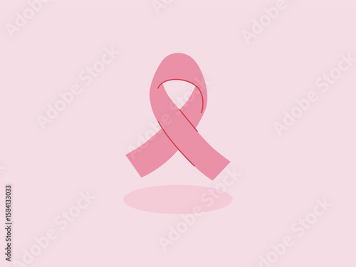 Breast cancer awareness ribbon illustration. Pink ribbon isolated pink background vector.