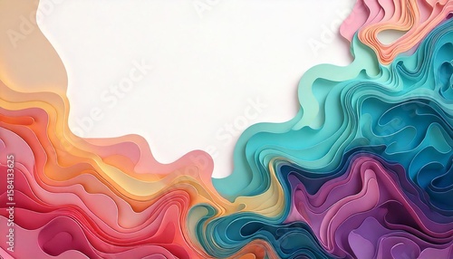 Liquid simple pattern pastel colorful background with blank white