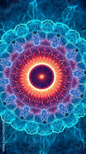 Wallpaper Mural Abstract mandala art in radiant shades, evokes a sense of inner peace and spiritual contemplation. Its intricate patterns and vibrant colors captivate the eye Torontodigital.ca