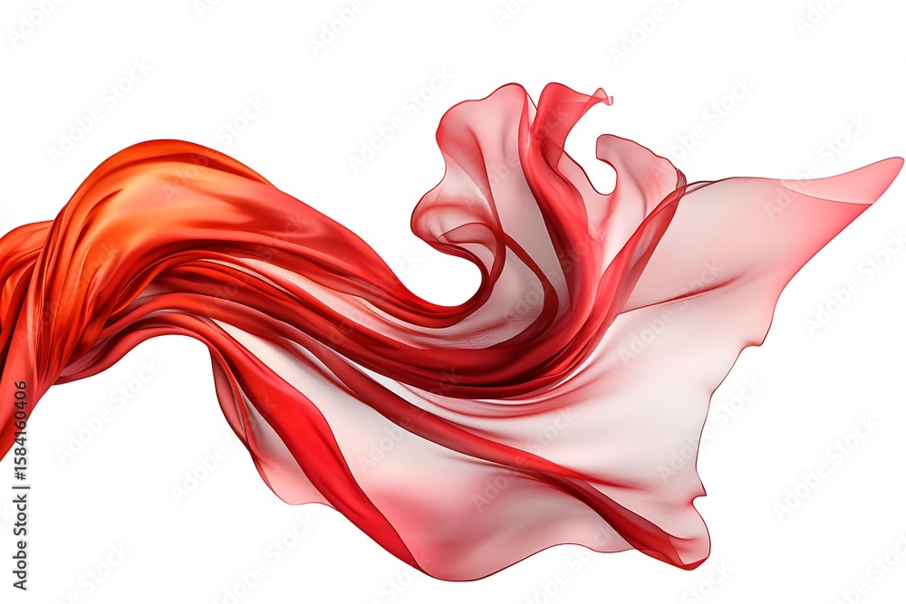 Obraz premium Flowing red silk ribbon dance studio setting digital art vibrant colors close-up view abstract elegance