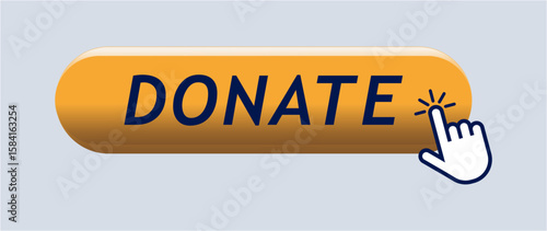 vector illustration of a web browser, 
Donate button with hand cursor