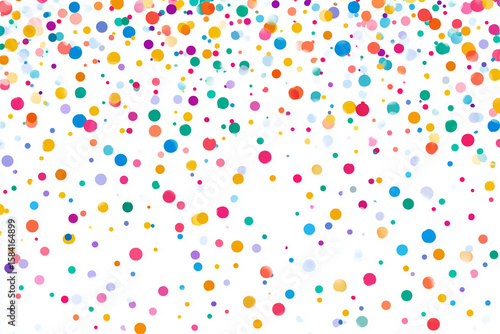 Colorful confetti falling on white background: festive celebration design