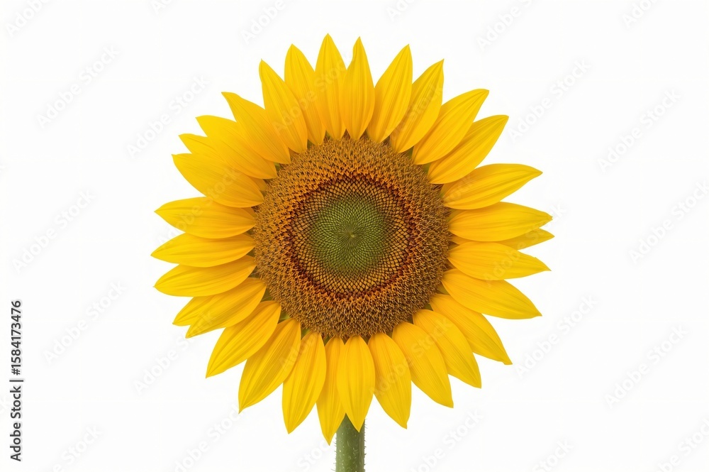 Fototapeta premium Vibrant sunflower isolated, white background, studio shot, floral design