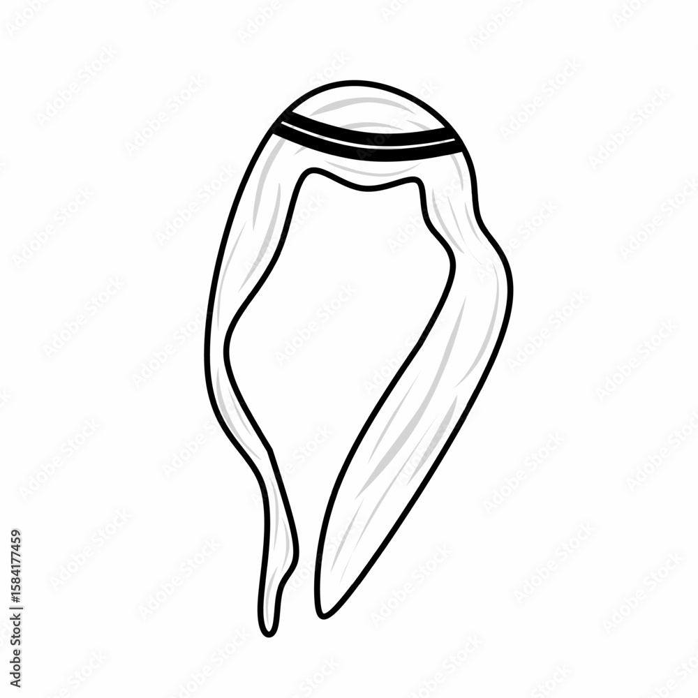 Illustration of an Arab man's head covering. Illustration of a Middle Eastern man's turban. Flat design of a turban. Illustration of a white man's turban. Hand-drawn illustration of an Arab man's head Illustration of an Arab man's head covering. Illustration of a Middle Eastern man's turban. Flat design of a turban. Illustration of a white man's turban. Hand-drawn illustration of an Arab man's head