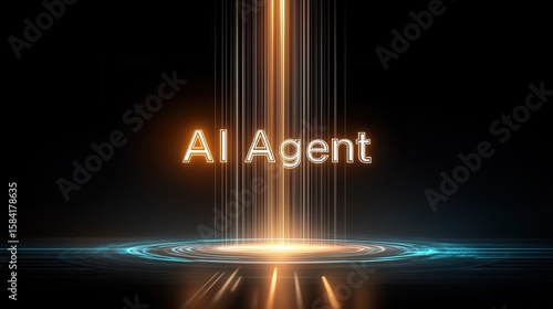 An AI agent acts as a virtual assistant, for support as an AGI artificial general intelligence representative symbolizing agentic robot autonomy, and humanoid superintelligence technology