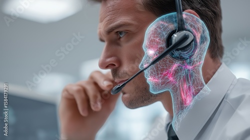 An AI agent acts as a virtual assistant, for support as an AGI artificial general intelligence representative symbolizing agentic robot autonomy, and humanoid superintelligence technology