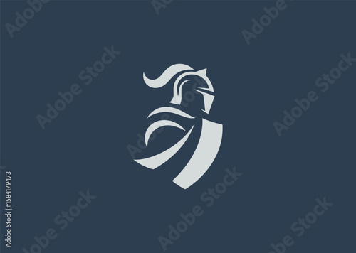 Simple knight silhouette logo for bravery, classic, or fantasy branding.