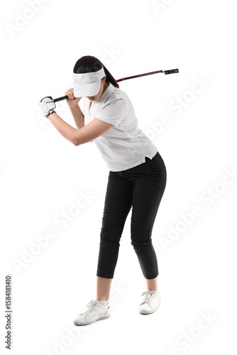 Beautiful female golfer on ...