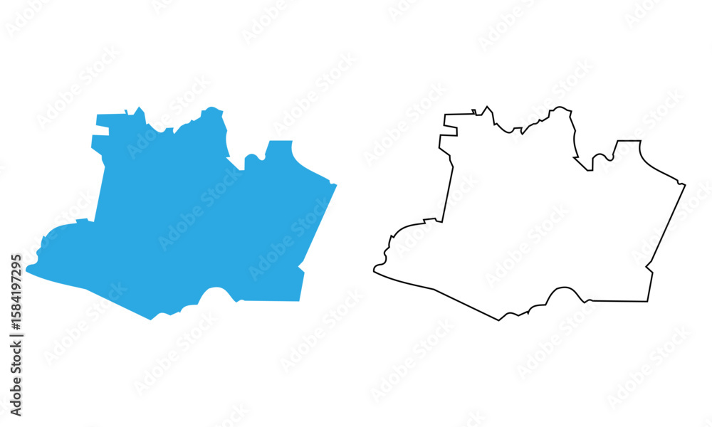 Fototapeta premium Map of the state of Amazonas, Brazil. Map with detailed outline and blue silhouette