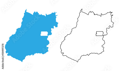 Map of the state of Goias, Brazil. Map with detailed outline and blue silhouette
