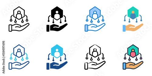 Technology Training icon set multiple style collection 
