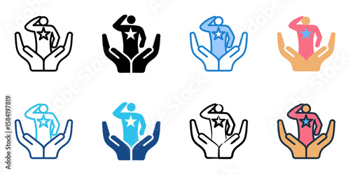 Veteran Service icon set multiple style collection 

