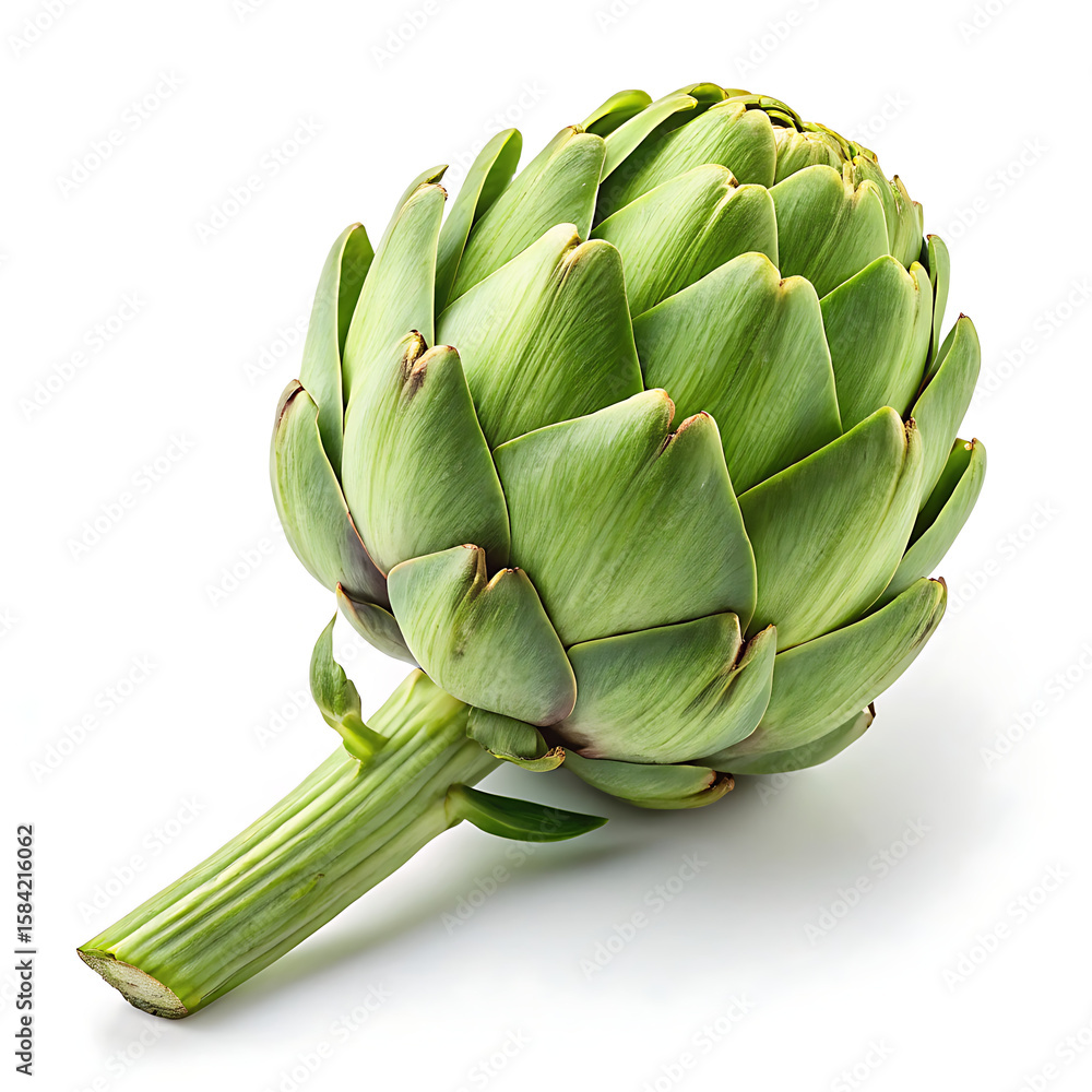 Fototapeta premium Artichoke Close-Up, Fresh Produce, Kitchen, Food Photography, Studio Setting, Top View, Culinary Delight